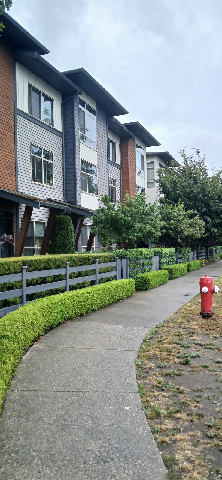 Row of townhomes in the Lower Mainland